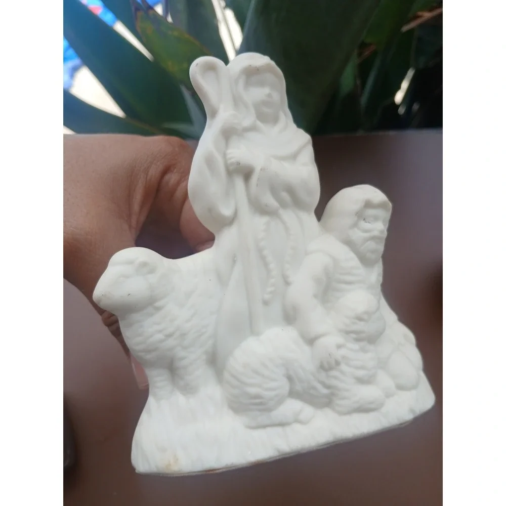 PartyLite Nativity Shepherd Votive Tealight Candle Holder White Bisque Porcelain - Picture 5 of 7
